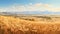 Golden Wheat Landscape: Realistic Illustration Of Sunlit Valley