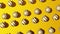 Golden white Christmas balls 3D looped seamless motion animation pattern yellow background Xmas festive screensaver 4K.