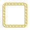 Golden wide square chain frames for decorative headers. Gold metal double weave chain frames isolated on white background. Vector