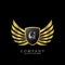 Golden Wing Shield Luxury Initial Letter G logo design concept