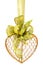 Golden Wire Heart with Green Ribbons