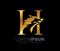 Golden Wolf Initial Monogram Letter H Logo Sign