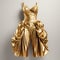 Golden Women\\\'s Dress: Hyper Realistic 3d Render In Vivienne Westwood Style