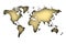 Golden worldmap with perimetral shadows.