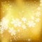 Golden Xmas background. Abstract winter design with stars and sn