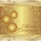 Golden xmas Background with Balls and Snowflakes.