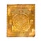 Golden yantra on white.Manufactured