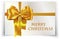 Golden/yellow bow on Merry Christmas card