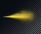 Golden yellow bright spray, dust fine particles or the tail of a flying star, comet. Vector decorative element.