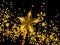 Golden or yellow lighting star are hanging on a black background, It` s a nice party light for this holiday