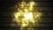 Golden yellow shiny bokeh lights on dark wooden wall motion design