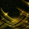 Golden yellow wavy bright transparent lines on a black background. Night sky.