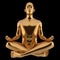 Golden yoga man lotus pose character stylized metallic close-up