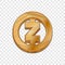 Golden Zcash coin trendy 3d style vector icon.