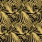 Golden zebra skin, animalistic seamless pattern black gold shimmer shiny zebrano background for design