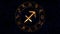 Golden zodiac horoscope spinnig wheel with Sagittarius Centaur, Archer sign