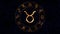 Golden zodiac horoscope spinnig wheel with Taurus Bull sign in center