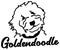 Goldendoodle head silhouette white word