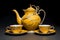 Goldenrod yellow porcelain tea set