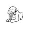 Golder retriever chewing bone color line icon. Pictogram for web page