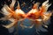 Goldfish create a romantic tableau, surrounded by a radiant heart