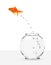 Goldfish escaping from fishbowl