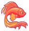 Goldfish icon. Cartoon golden fish. Underwater animal