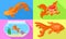 Goldfish icons set, flat style