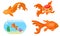 Goldfish icons set, flat style