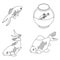Goldfish icons set vector outine