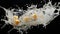 goldfish jumping into water HD 8K wallpaper stock photographic image