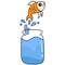 Goldfish often jump out of the aquarium bottle, doodle icon image kawaii