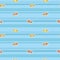 Goldfish pattern on blue background. Seamless pattern with small yellow and orange fish. - Vector