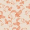 Goldfish pattern orange outline sketch on cream background