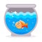 goldfish in a round aquarium. domestic water pet.