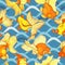 Goldfish, seamless pattern