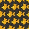 Goldfish seamless pattern. Vector background of fabulous yellow