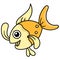 Goldfish swimming with happy faces, doodle kawaii. doodle icon image