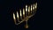 goldish decorative hanukkah menora glowing isolated - design object 3D rendering