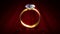 goldish diamond wedding ring on dark festival bg - object 3D illustration