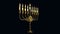 goldish ornamental hanukkah menora shining isolated, creative object 3D rendering