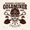 Goldminer skull in helmet and shovels vector