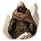 Golem In Brown Cloak: Monochromatic Mastery In D&d Digital Painting