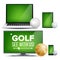 Golf Application Vector. Field, Golf Ball. Online Stream, Bookmaker, Sport Game App. Banner Design Element. Live Match