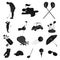 Golf and attributes black icons in set collection for design.Golf Club and equipment vector symbol stock web