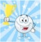Golf Ball Cartoon Character Holding Prize Trophy C