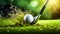 Golf Ball and Golf Club on a Golf Course - Generative Ai