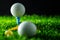 Golf ball on grass in black background