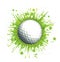 Golf Ball on Green Background