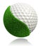 Golf ball with green grass